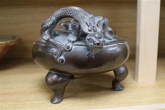 A Chinese bronze tripod censer